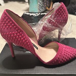Pink/Fushia studded high heel pumps